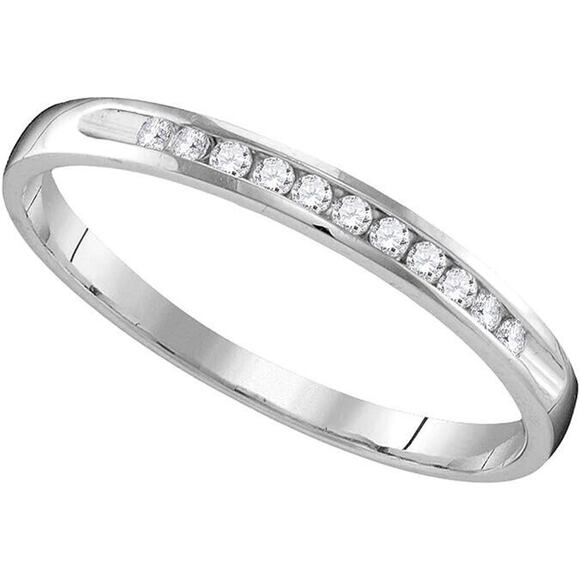 Wedding Diamond Band 1/10ctw 10kt White Gold Single Row Ring - Picture 1 of 1
